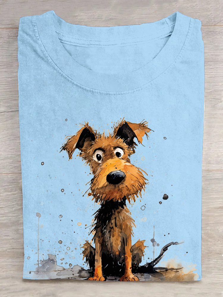 T-shirts Femmes Décontracté Été Chien Coton Quotidien Manches Courtes Col Rond Régulier Élasticité moyenne