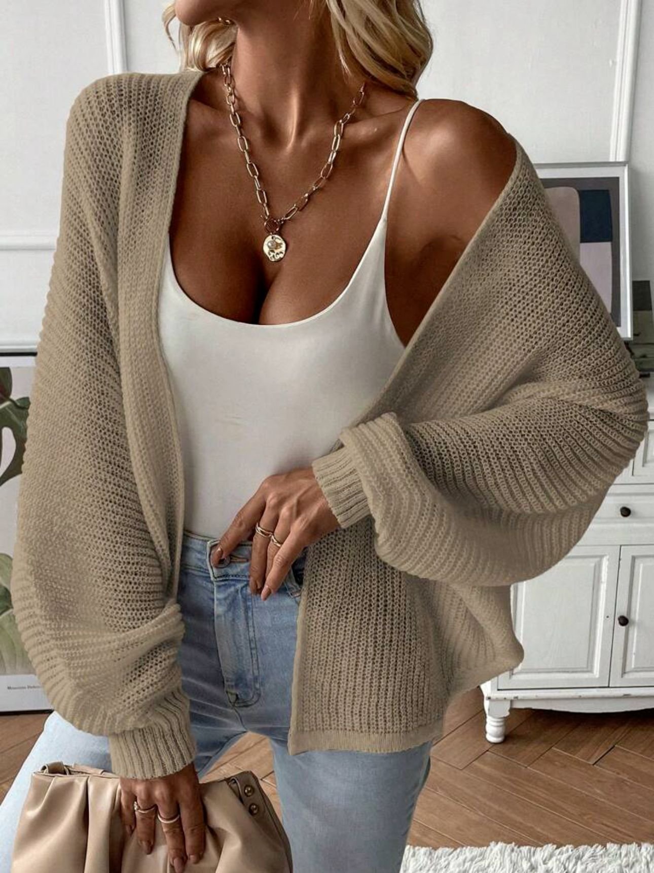 Cardigans Femmes Décontracté Plain Hiver Micro-élasticité Quotidien Ample Manches Longues Laine/Tricot Mi-long