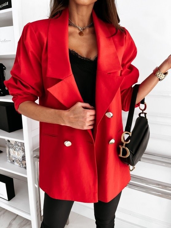 Manches Longues Régulier Plain Blazer pour Femmes