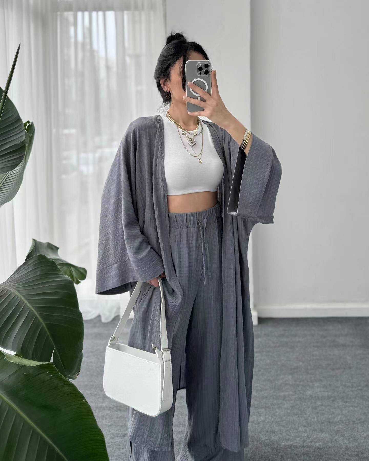 Deux Pièces Ensembles Femmes Décontracté Plain Printemps / Automne Polyester Quotidien Ample Manches Longues Col Rond Droit