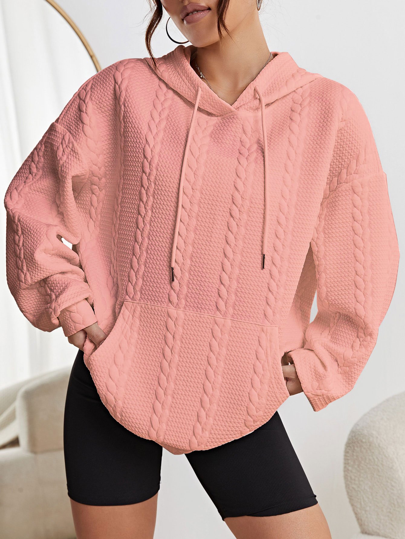 à Capuche Simple Plain Printemps / Automne Polyester Sweat-shirt à Capuche Aucune élasticité Ample Manches Longues Régulier pour Femmes