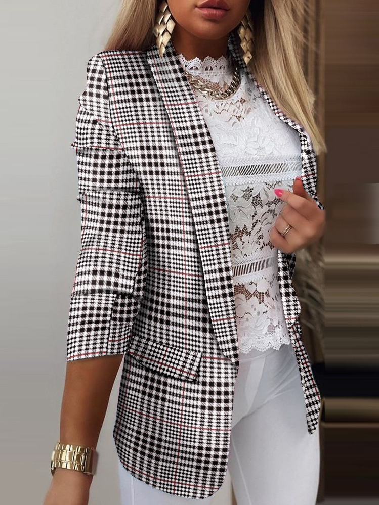 Manches Longues Régulier Géométrique Blazer pour Femmes