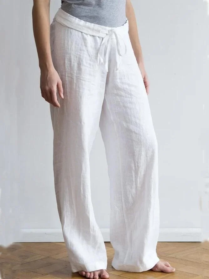 Pantalons Décontracté Plain Printemps / Automne Polyester Naturel Aucune élasticité Quotidien Long Droit pour Femmes