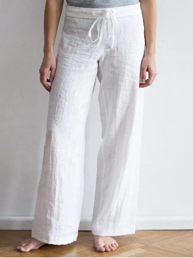 Pantalons Décontracté Plain Printemps / Automne Polyester Naturel Aucune élasticité Quotidien Long Droit pour Femmes