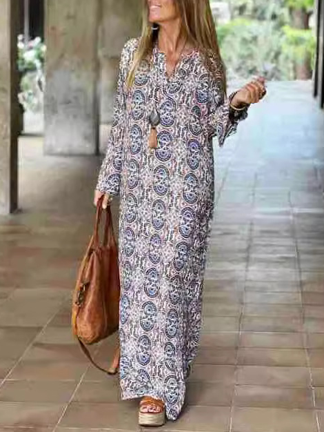 Femmes Rayé Kaki Sweat-shirt à Capuche Confortable Robe Maxi Décontracté