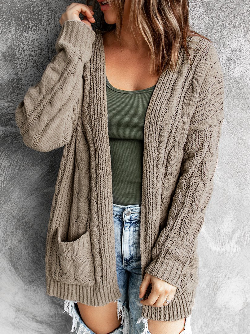 Cardigans Femmes Décontracté Plain Hiver Micro-élasticité Quotidien Ample Régulier Épaissi Droit