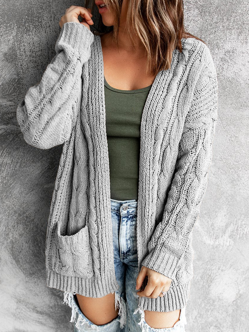 Cardigans Femmes Décontracté Plain Hiver Micro-élasticité Quotidien Ample Régulier Épaissi Droit
