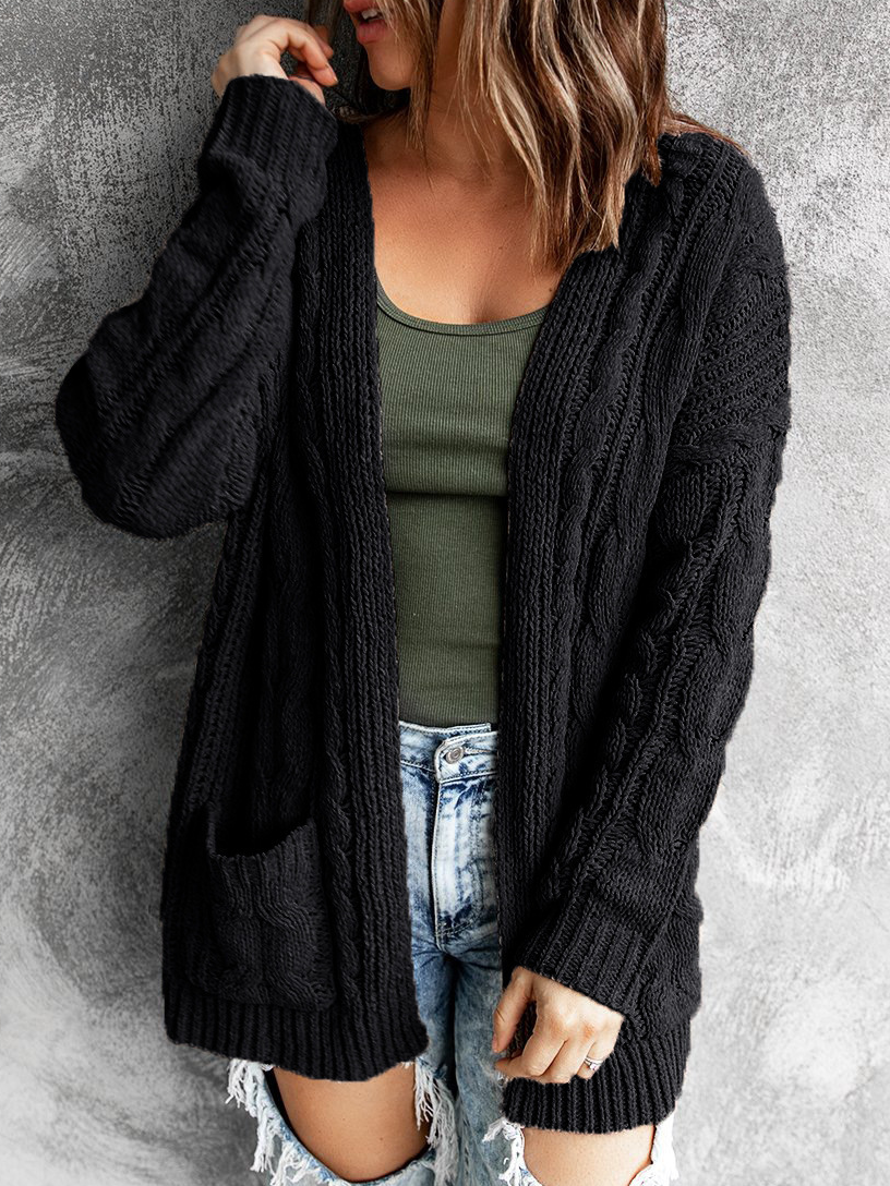 Cardigans Femmes Décontracté Plain Hiver Micro-élasticité Quotidien Ample Régulier Épaissi Droit