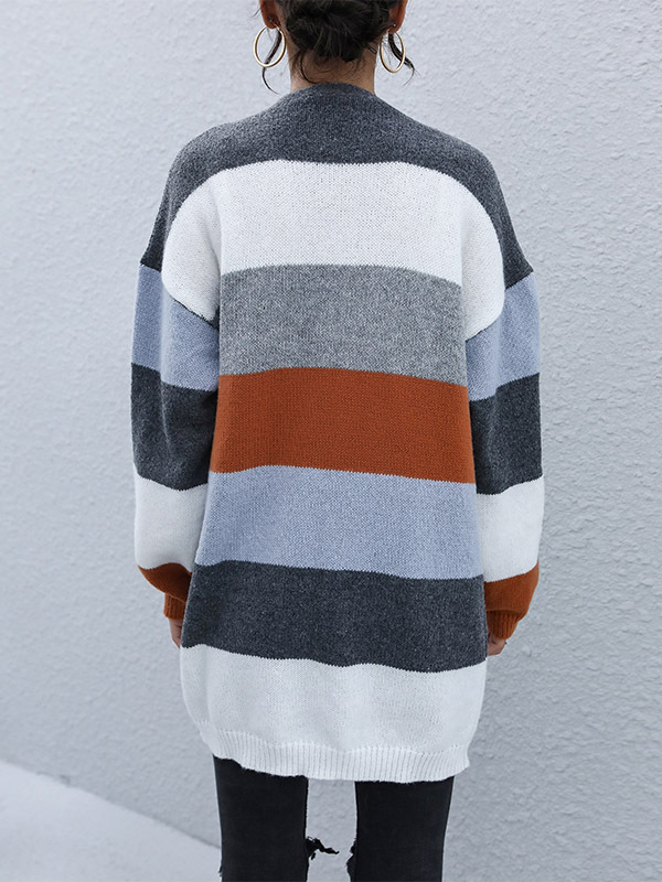 Cardigans Décontracté Bloc de Couleur Hiver Quotidien Ample Manches Longues Laine/Tricot Épaissi Droit pour Femmes