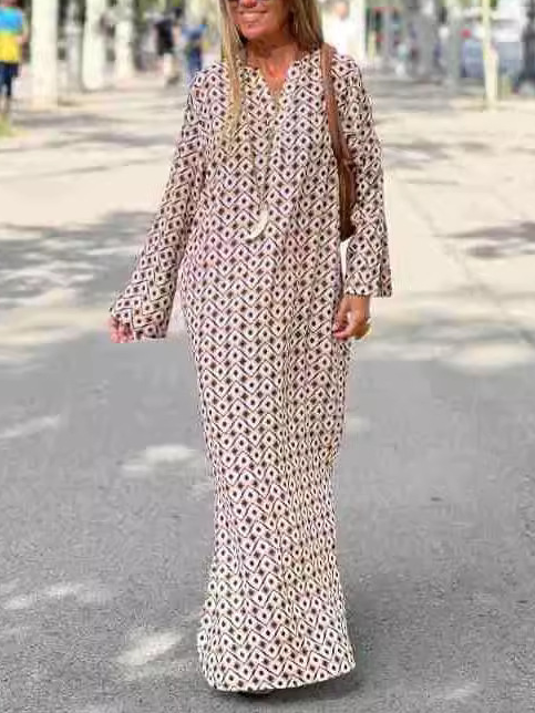 Femmes Rayé Kaki Sweat-shirt à Capuche Confortable Robe Maxi Décontracté