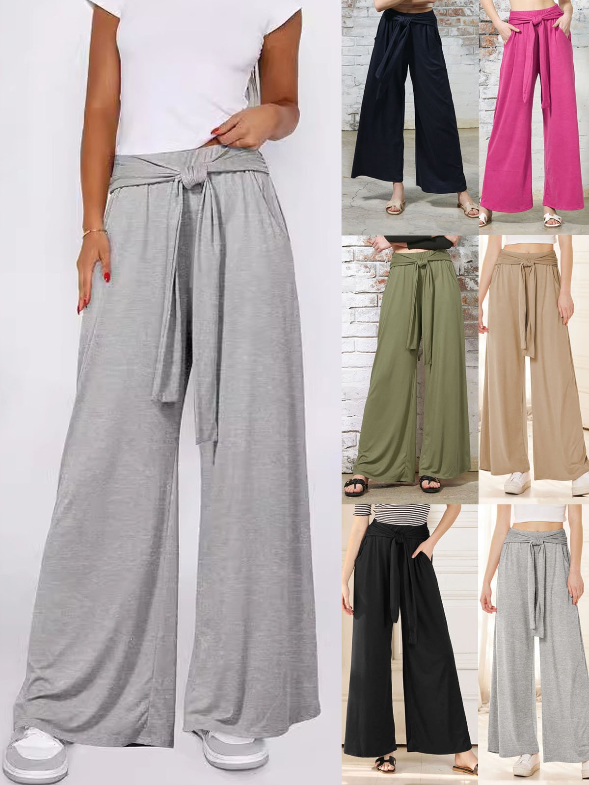 Pantalons Femmes Décontracté Plain Printemps / Automne Polyester Naturel Taille Élastique Pantalons à Jambe Large Long Régulier