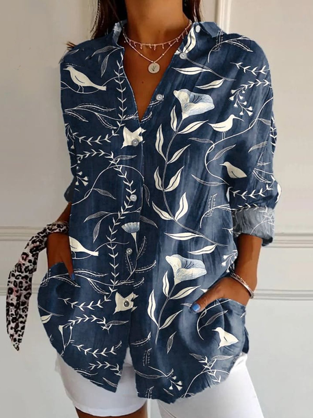 Chemises Décontracté Floral Été Polyester Aucune élasticité Faire la navette Manches Courtes Droit Régulier pour Femmes
