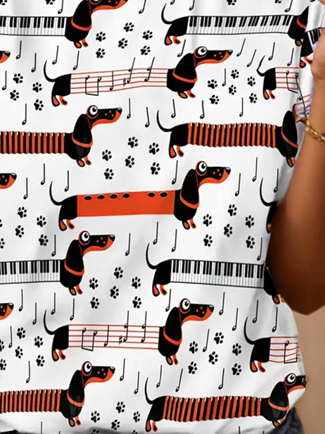 T-shirts Décontracté Été Chien Micro-élasticité Quotidien Ample Jersey Droit Régulier pour Femmes