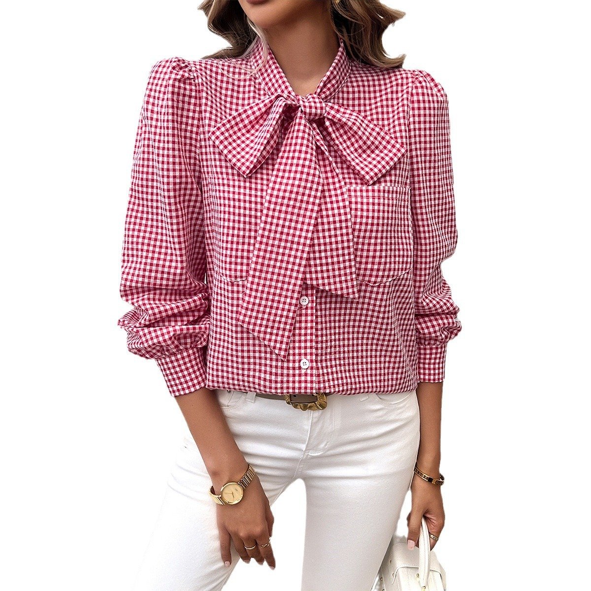 Chemises Femmes Décontracté Printemps / Automne Plaid Polyester Quotidien Ample Régulier Régulier Col de Chemise