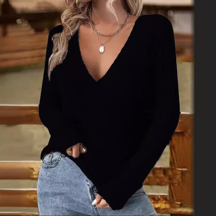 T-shirts Femmes Décontracté Printemps / Automne impression en 3D Col V Quotidien Ample Jersey Régulier Droit