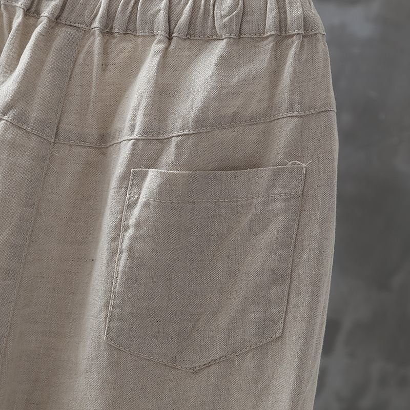 Pantalons Décontracté Plain Printemps / Automne Naturel Micro-élasticité Quotidien Coton Et Lin Long Régulier pour Femmes