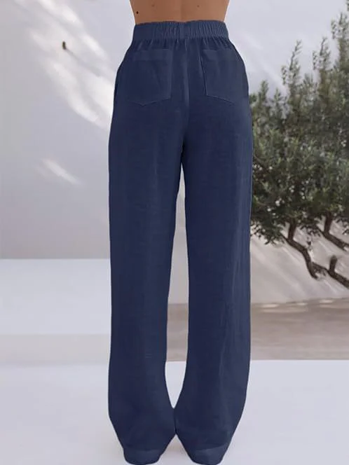 Pantalons Décontracté Plain Printemps / Automne Naturel Aucune élasticité Pantalon droit Long Droit Régulier pour Femmes