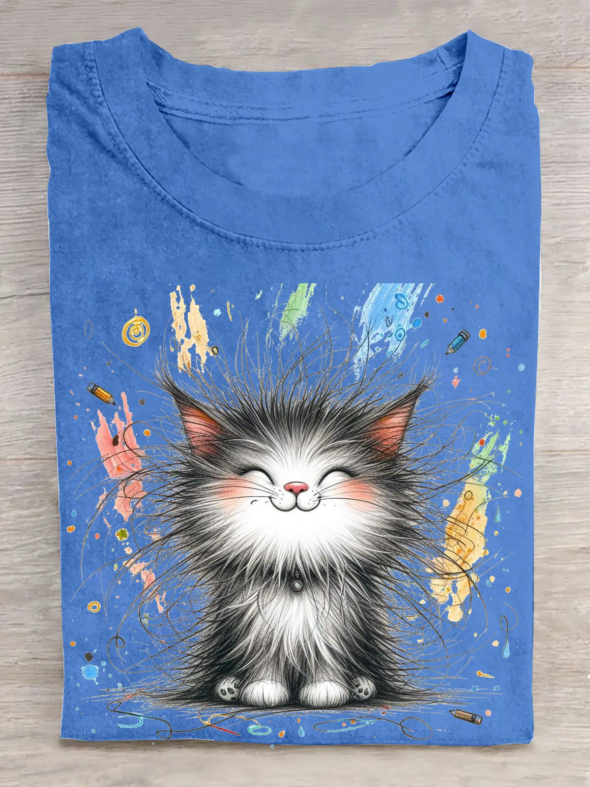 T-shirts Décontracté Été Chat Quotidien Ample Manches Courtes Col Rond Droit Élasticité moyenne pour Femmes