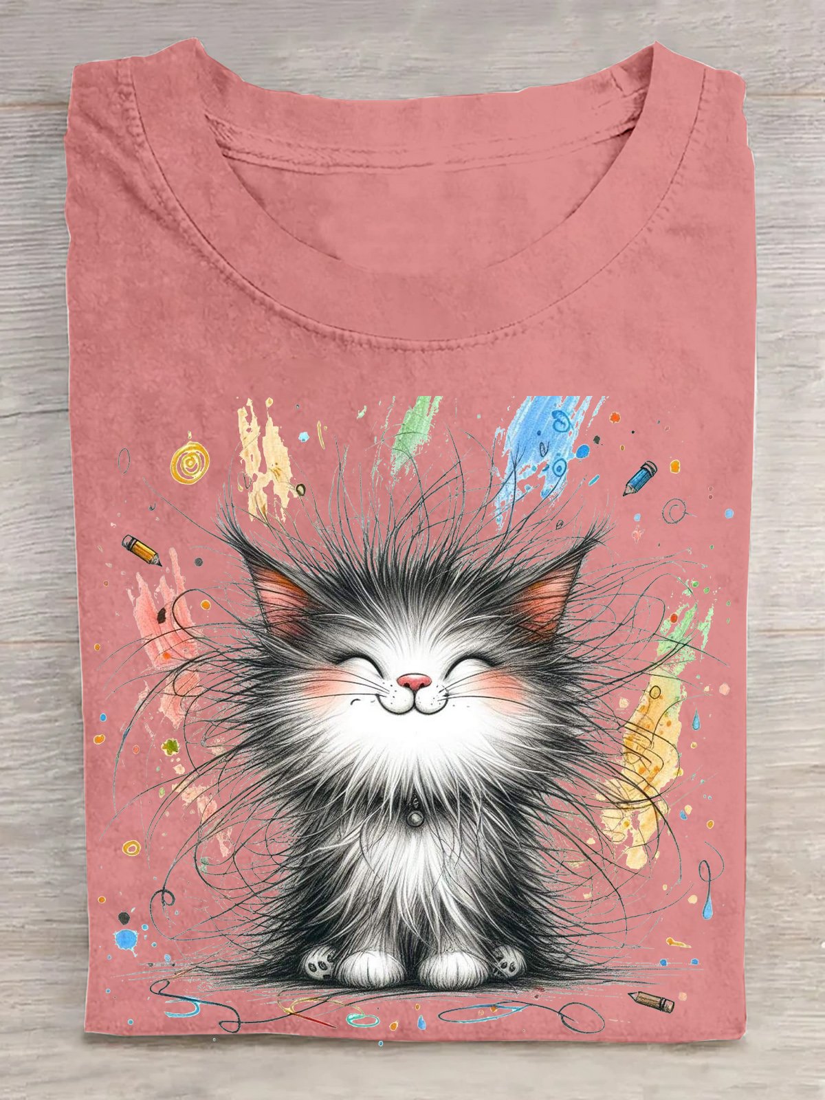 T-shirts Décontracté Été Chat Quotidien Ample Manches Courtes Col Rond Droit Élasticité moyenne pour Femmes
