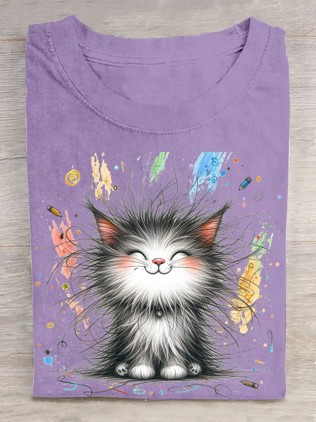 T-shirts Décontracté Été Chat Quotidien Ample Manches Courtes Col Rond Droit Élasticité moyenne pour Femmes