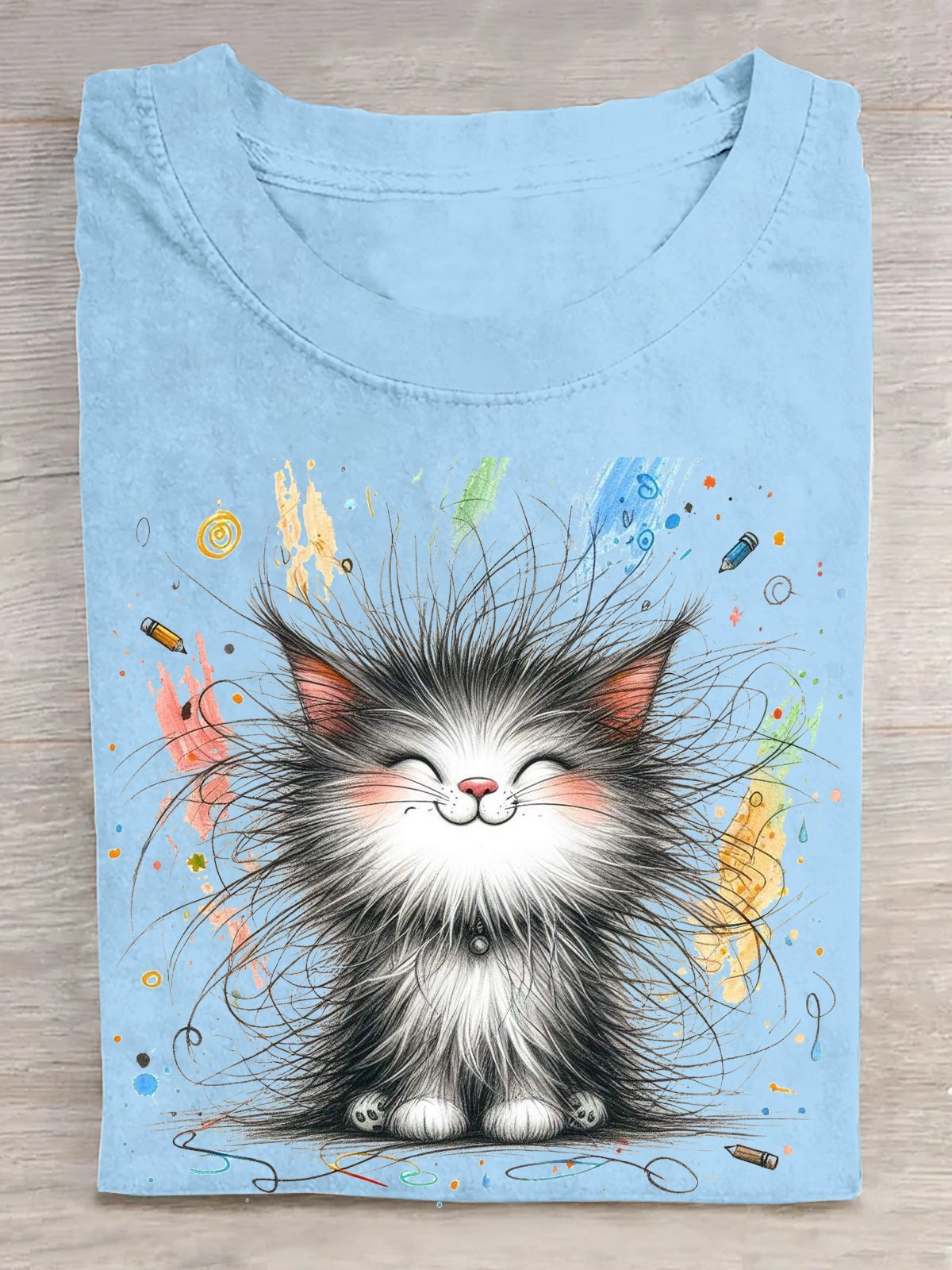 T-shirts Décontracté Été Chat Quotidien Ample Manches Courtes Col Rond Droit Élasticité moyenne pour Femmes