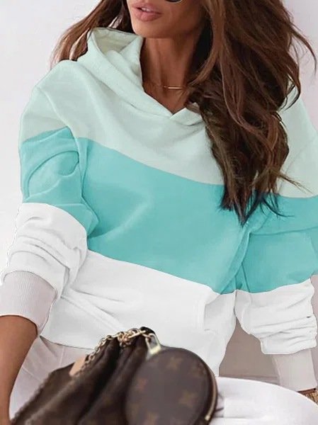 Sweat-shirts Femmes Décontracté Bloc de Couleur Printemps / Automne Polyester Sweat-shirt à Capuche Quotidien Ample Régulier Régulier
