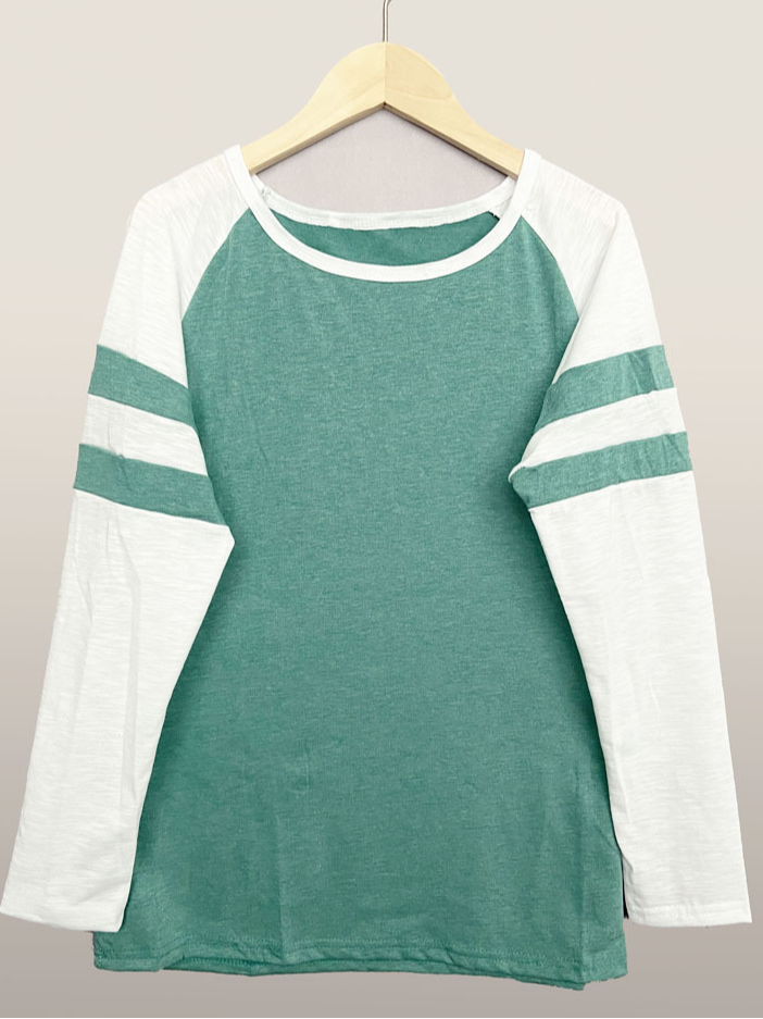 T-shirts Décontracté Bloc de Couleur Printemps / Automne Micro-élasticité Jersey Col Rond Régulier Droit Régulier pour Femmes