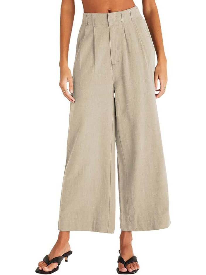 Pantalons Décontracté Plain Printemps / Automne Naturel Aucune élasticité Quotidien Ample Coton Et Lin Pantalon droit pour Femmes