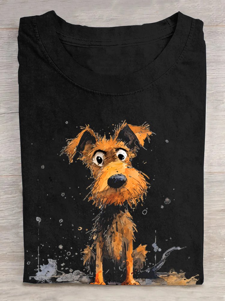 T-shirts Femmes Décontracté Été Chien Coton Quotidien Manches Courtes Col Rond Régulier Élasticité moyenne