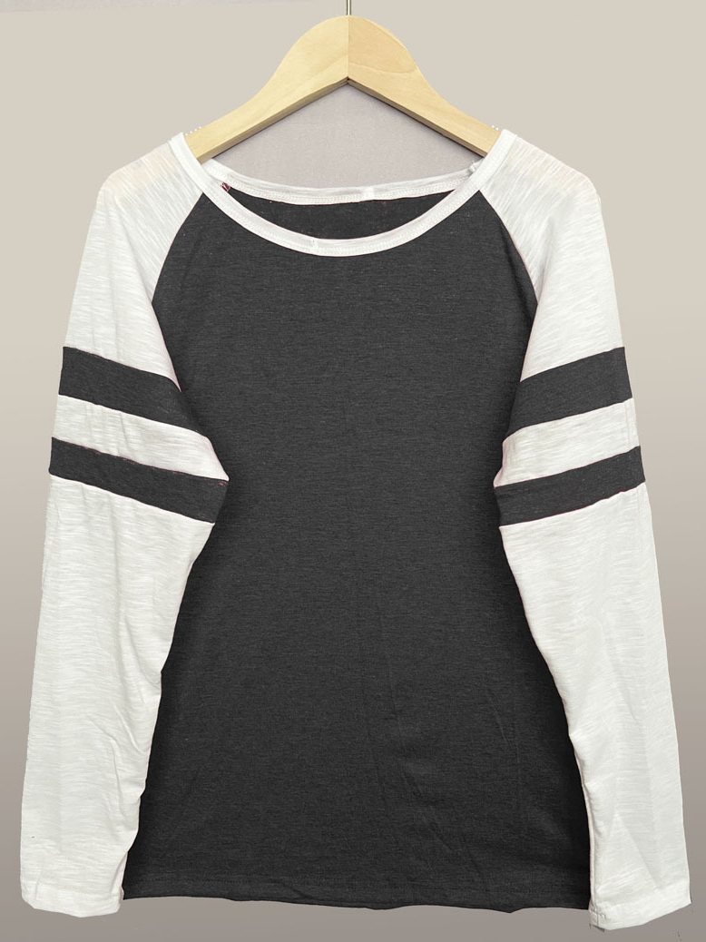 T-shirts Décontracté Bloc de Couleur Printemps / Automne Micro-élasticité Jersey Col Rond Régulier Droit Régulier pour Femmes