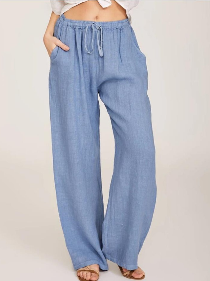 Pantalons Décontracté Plain Printemps / Automne Naturel Aucune élasticité Ample Pantalon droit Long Régulier pour Femmes