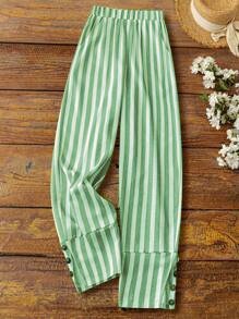 Pantalons Femmes Rayé Décontracté Printemps / Automne Polyester Naturel Ample Long Droit Régulier
