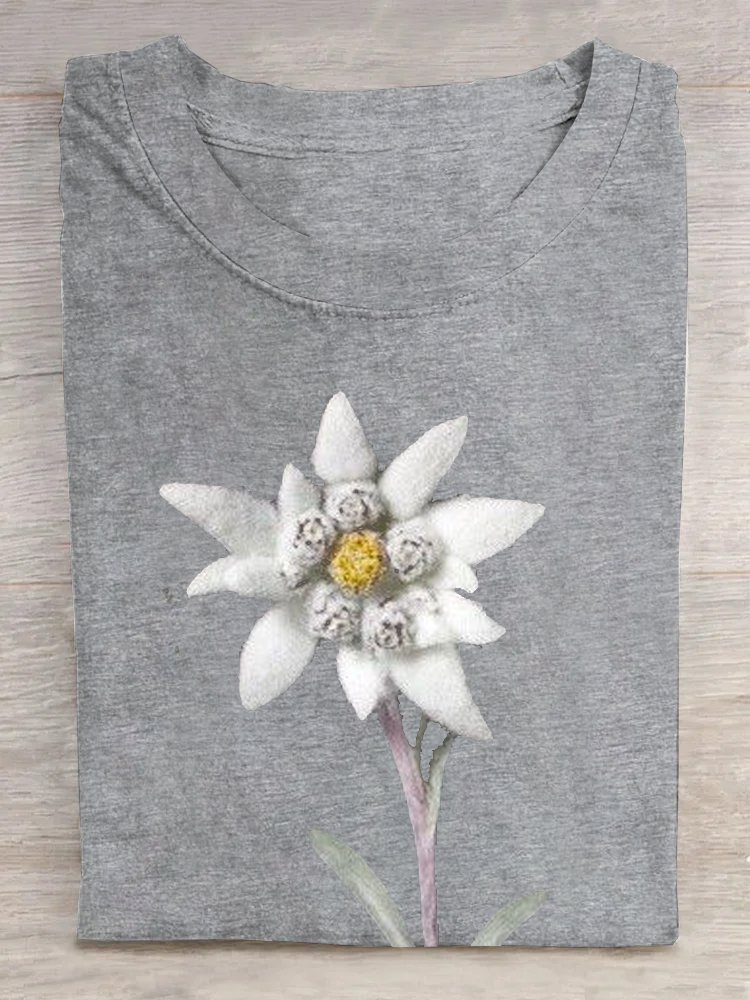 T-shirts Femmes Décontracté Floral Été Quotidien Ample Manches Courtes Col Rond Droit Oui