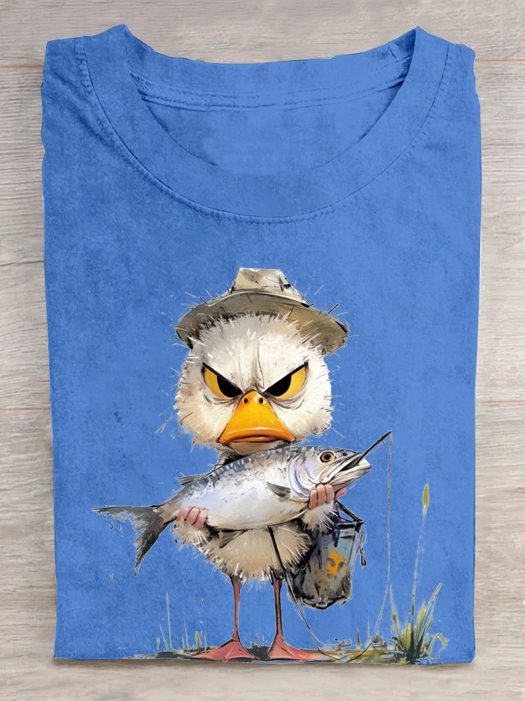 T-shirts Décontracté Été Poisson Coton Ample Manches Courtes Régulier Droit Oui pour Femmes
