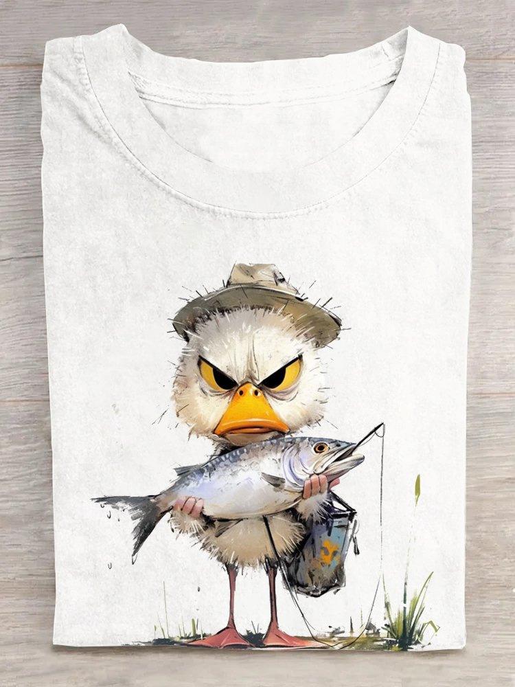 T-shirts Décontracté Été Poisson Coton Ample Manches Courtes Régulier Droit Oui pour Femmes