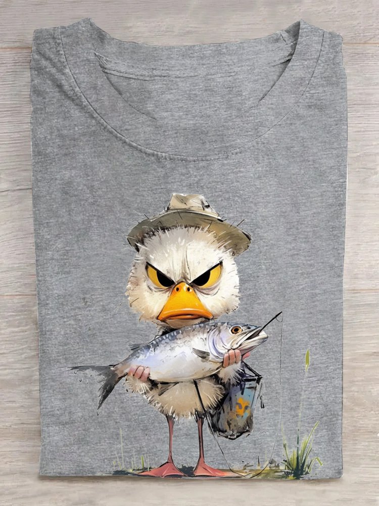 T-shirts Décontracté Été Poisson Coton Ample Manches Courtes Régulier Droit Oui pour Femmes