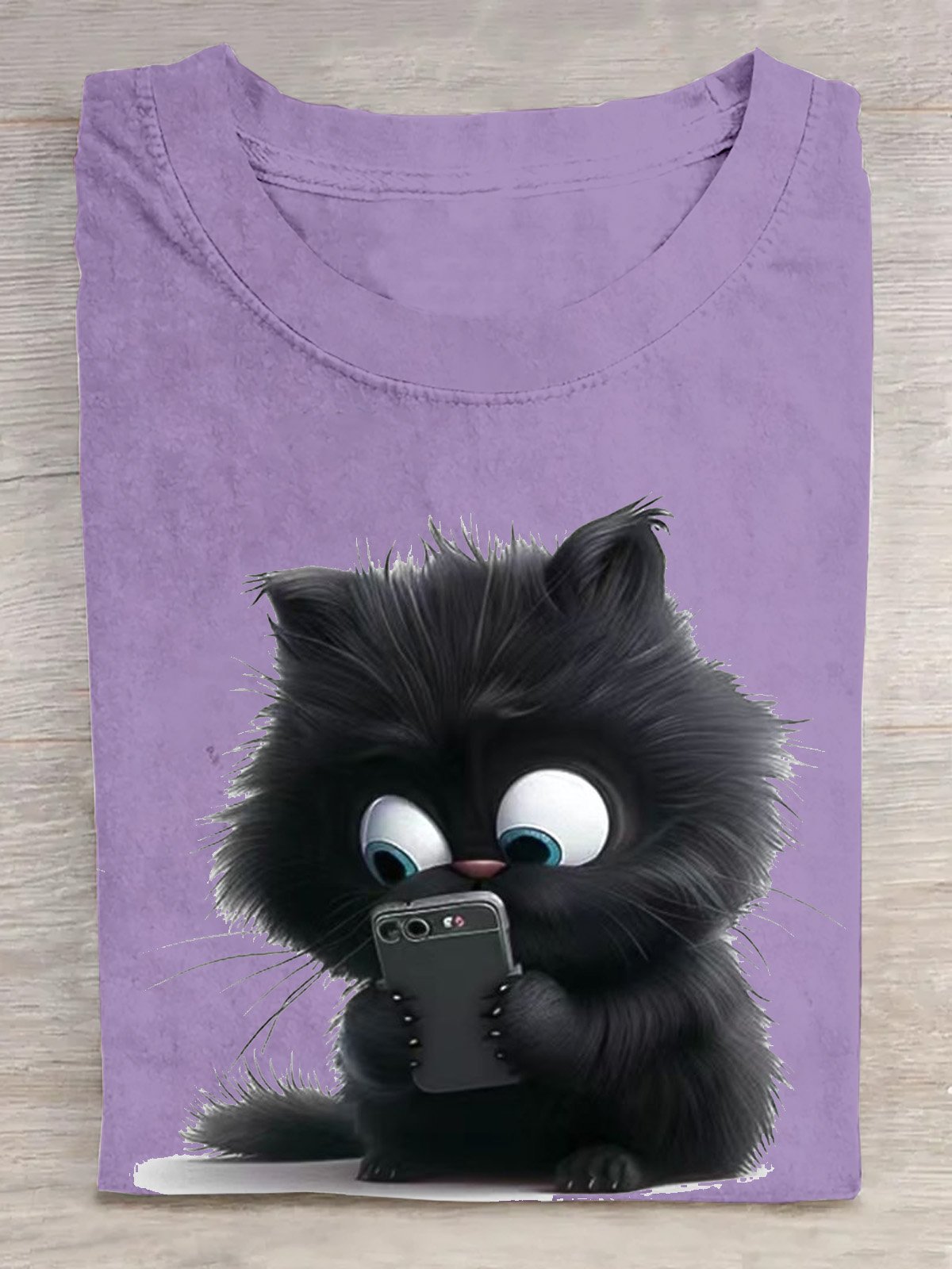 T-shirts Femmes Décontracté Été Chat Coton Ample Manches Courtes Col Rond Régulier Élasticité moyenne