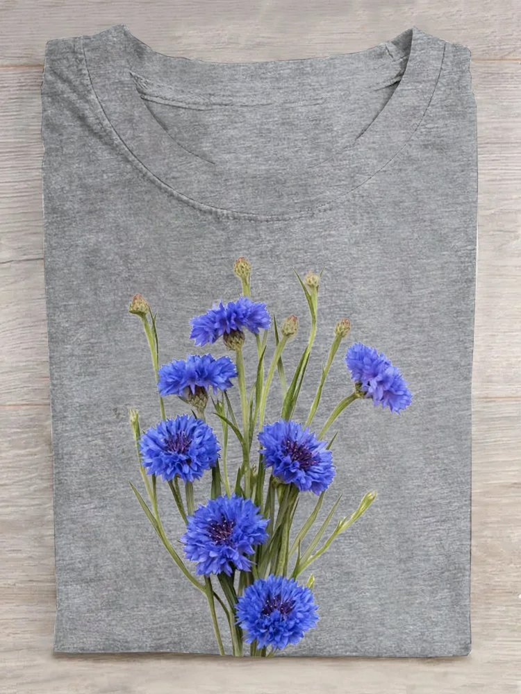 T-shirts Femmes Décontracté Floral Été Coton Quotidien Manches Courtes Régulier Élasticité moyenne Oui