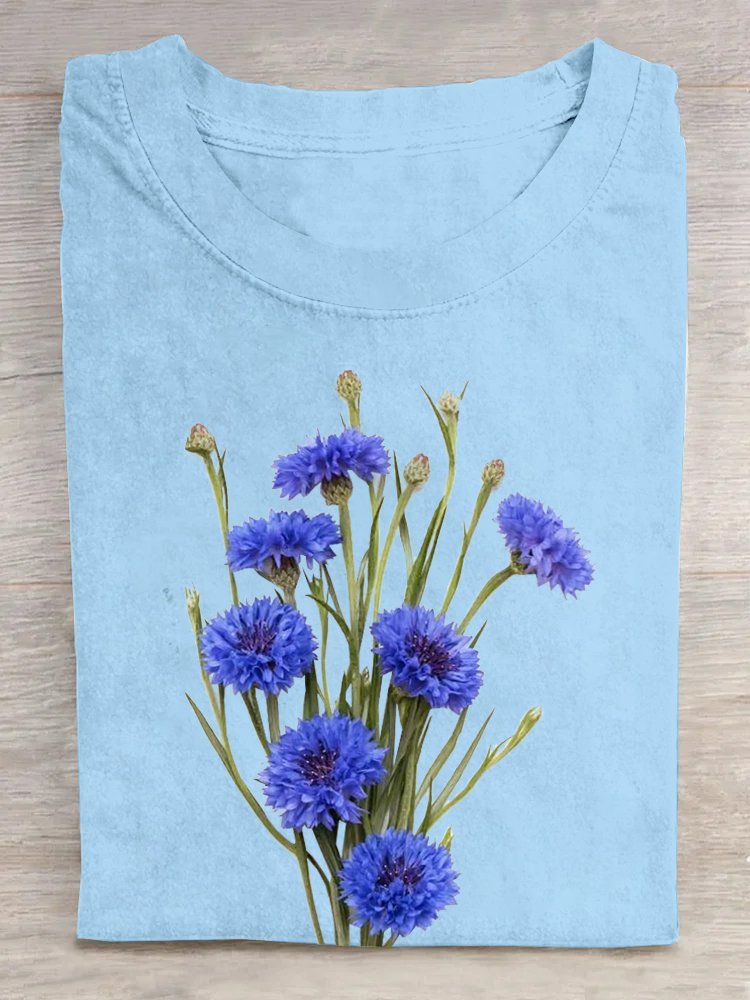 T-shirts Femmes Décontracté Floral Été Coton Quotidien Manches Courtes Régulier Élasticité moyenne Oui