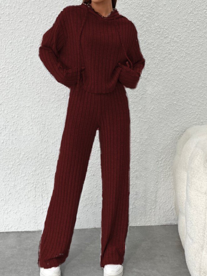Deux Pièces Ensembles Décontracté Plain Printemps / Automne Naturel Quotidien Ample Jersey Manches Longues Top Avec Pantalons pour Femmes