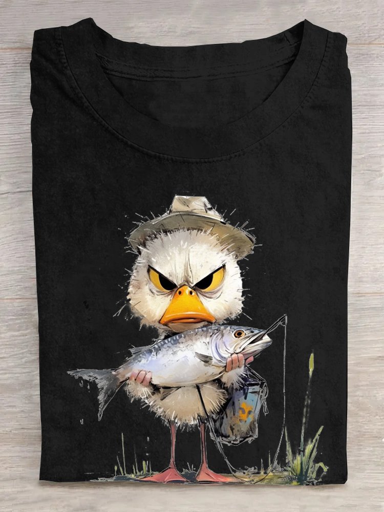 T-shirts Décontracté Été Poisson Coton Ample Manches Courtes Régulier Droit Oui pour Femmes