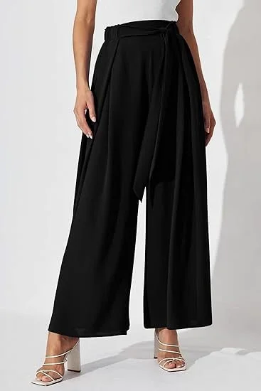 Pantalons Décontracté Plain Printemps / Automne Nœud Devant Aucune élasticité Quotidien Ample Pantalon droit Régulier pour Femmes