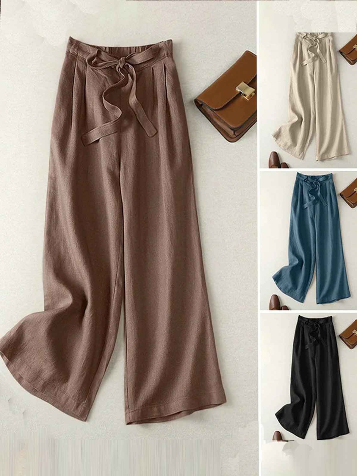 Pantalons Femmes Décontracté Ethnique Printemps / Automne Naturel Aucune élasticité Quotidien Ample Long Droit