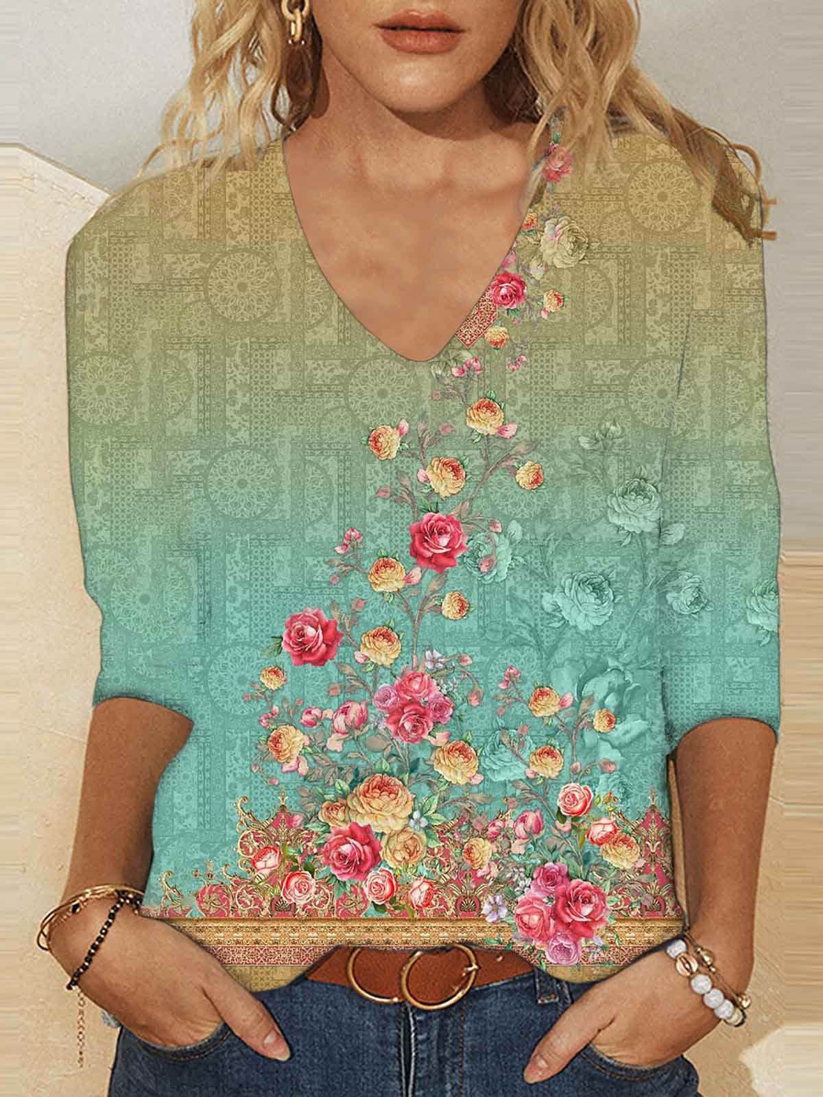 T-shirts Femmes Décontracté Abstrait Printemps / Automne Imprimé Quotidien Jersey Manches Longues Régulier Régulier