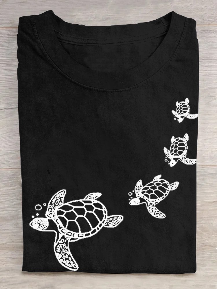 T-shirts Femmes Décontracté Été Tortue Coton Quotidien Ample Manches Courtes Droit Élasticité moyenne