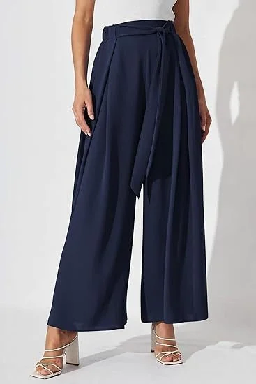 Pantalons Décontracté Plain Printemps / Automne Nœud Devant Aucune élasticité Quotidien Ample Pantalon droit Régulier pour Femmes