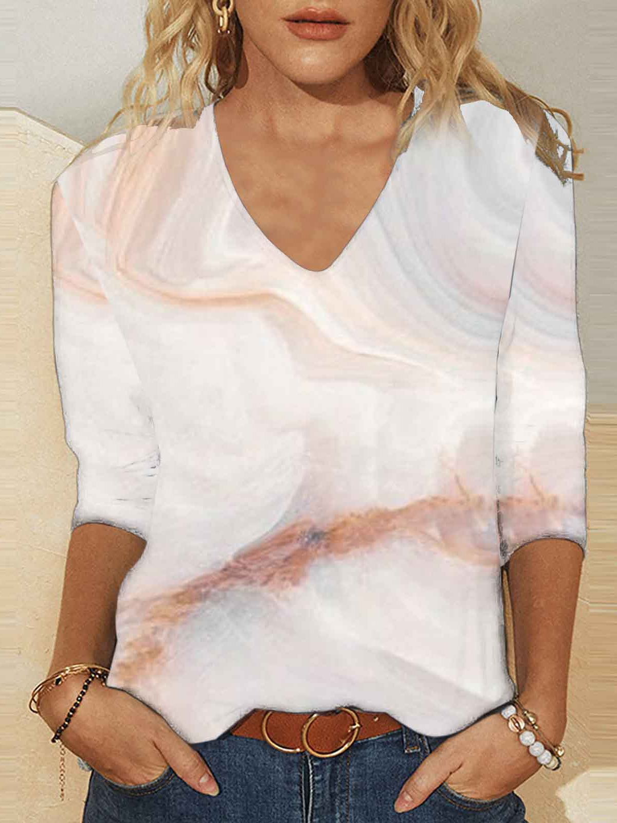 T-shirts Femmes Décontracté Abstrait Printemps / Automne Imprimé Quotidien Jersey Manches Longues Régulier Régulier