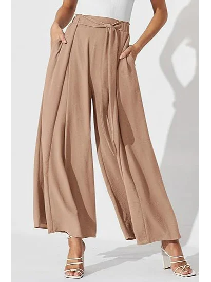 Pantalons Décontracté Plain Printemps / Automne Nœud Devant Aucune élasticité Quotidien Ample Pantalon droit Régulier pour Femmes