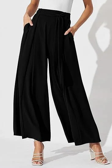 Pantalons Décontracté Plain Printemps / Automne Nœud Devant Aucune élasticité Quotidien Ample Pantalon droit Régulier pour Femmes