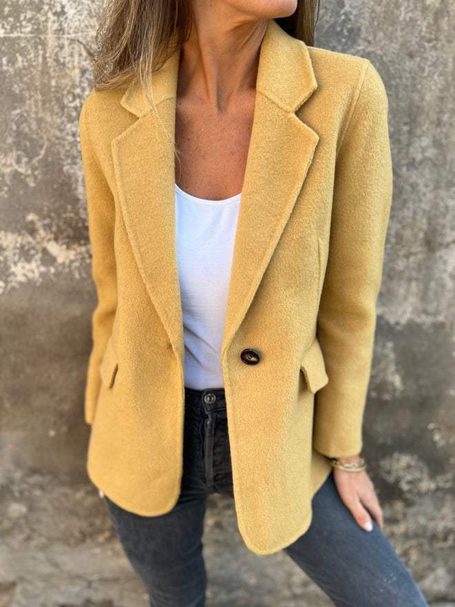 à Col Revers Manches Longues Régulier Plain Blazer pour Femmes